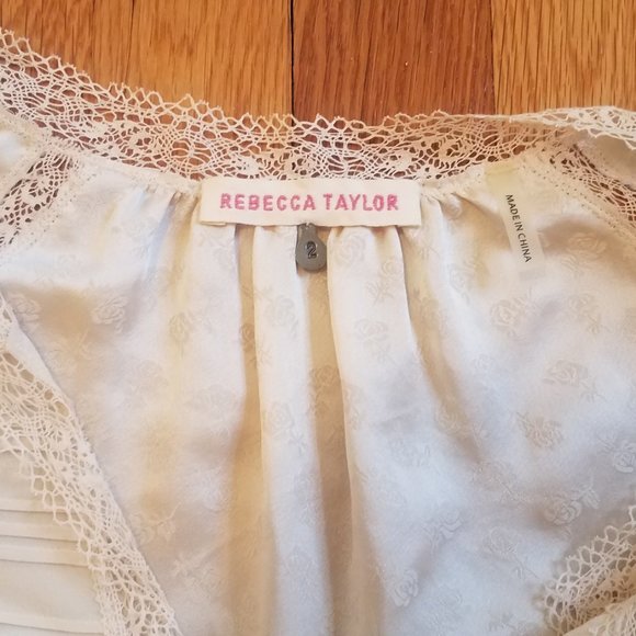 Rebecca Taylor Silk Longsleeve Blouse With Lace  2 - Picture 5 of 10